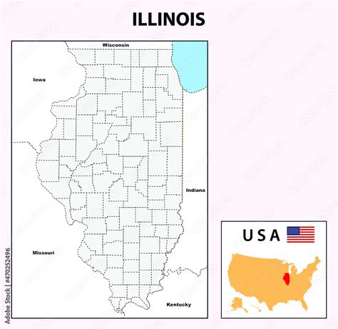 Illinois Map. State and district map of Illinois. Administrative and political map of Illinois ...