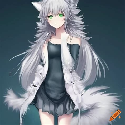 Full Body Artwork Of An Anime Girl With Wolf Features On Craiyon