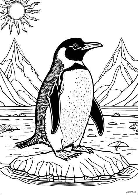 Un Bel Pinguino Su Un Blocco Di Ghiaccio Pinguini Disegni Da