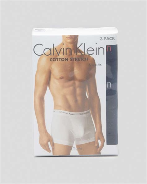 Shop Calvin Klein Cotton Stretch Trunk 3 Pack In Black Multi Fast