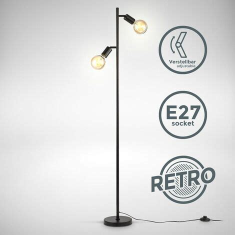 Stehleuchte Retro Industrie Design Stehlampe Vintage Metall Schwarz X E