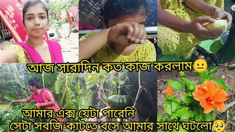 আজ সারাদিন কত কাজ করলাম 😐।। সবজি কাটতে বসে আজ কি অবস্থা হল আমার ।।🥺😭