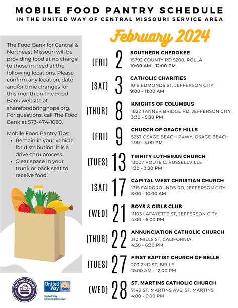 February Mobile Food Pantry United Way Of Central Missouri