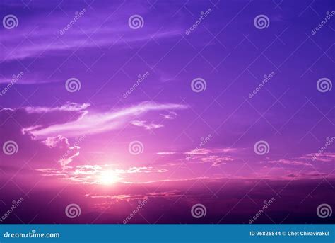 Purple Sky Of Sunrise Stock Photo Image Of Magnificent 96826844