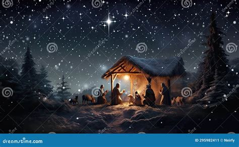 Nativity Scene, Christian Christmas Stock Illustration - Illustration of christmas, scene: 295982411