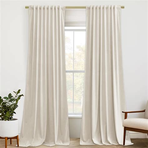 Amazon.com: StangH Beige Velvet Curtains 84 inches Back Tab Privacy