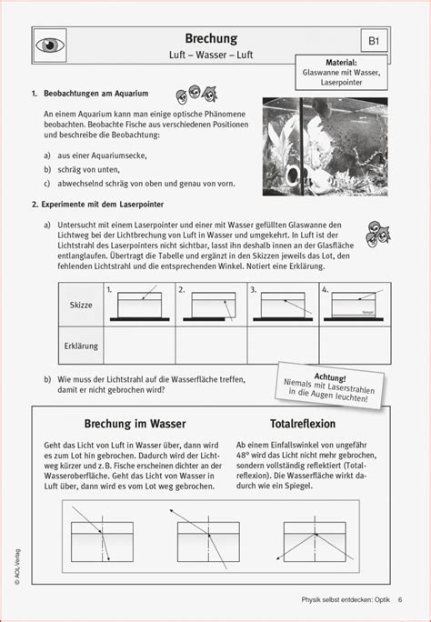 Hervorragen Arbeitsblatt Physik Klasse Optik Kostenlos F R Sie