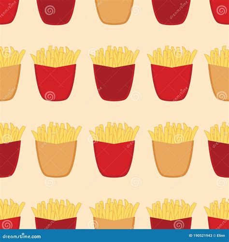 Seamless Pattern Fast Food French Fries Stock Vector Illustration Of