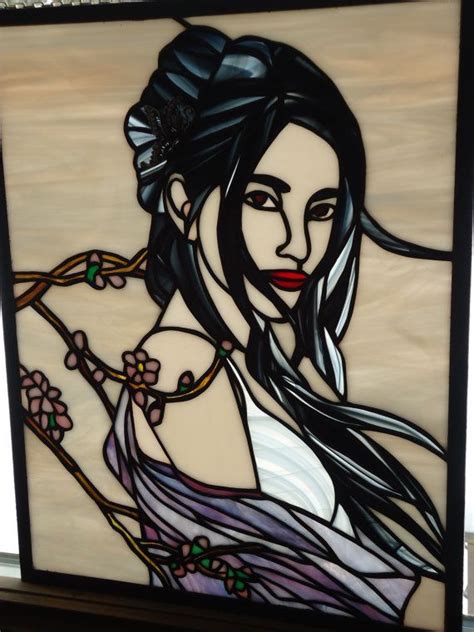 Items Similar To Stained Glass Portrait Of A Girl Window Decor Panel On Etsy Stained Glass Art