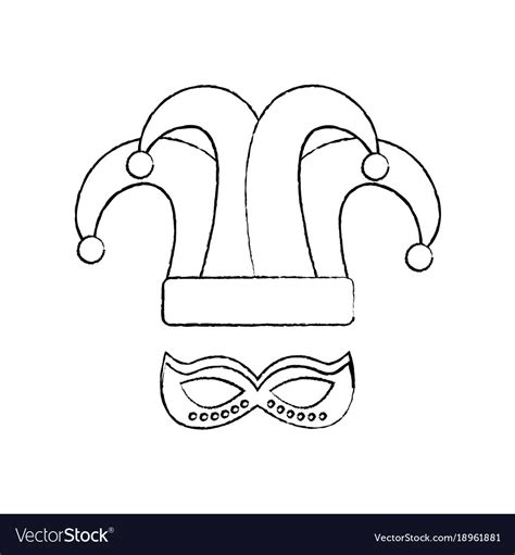 Mardi Gras Hat Jester And Mask Carnival Royalty Free Vector