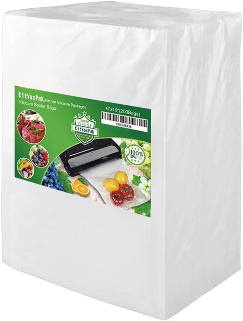 Kitvacpak 200 Pint 6x10 Food Sealer Vacuum Sealer Bags With Commercial