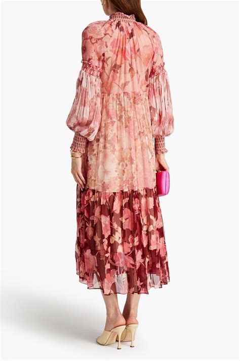 Zimmermann Floral Print Silk Crepon Midi Dress The Outnet