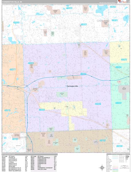 Farmington Hills Wall Map - Premium - MarketMAPS