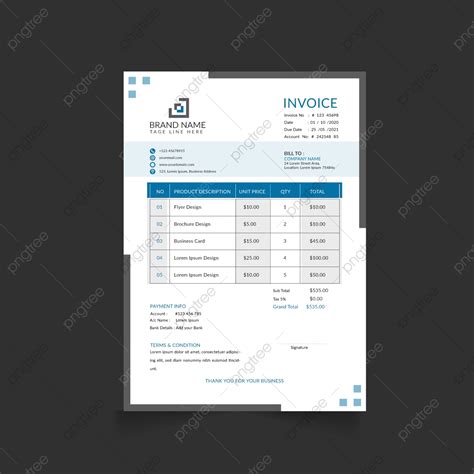 Clean And Minimal Business Invoice Template Vector Format Modern And