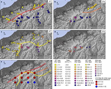 Thermochronology Data And Modelled Erosion Rate Changes For The Mount