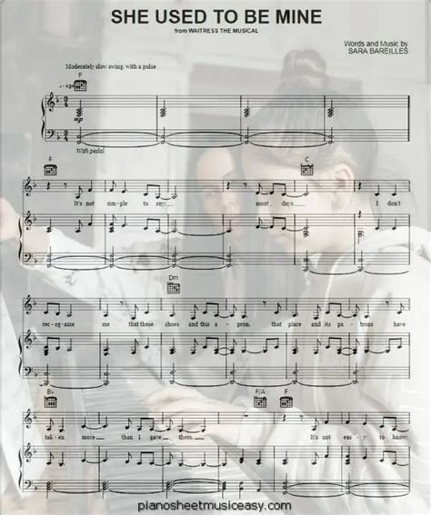 she used to be mine sheet music - F Major