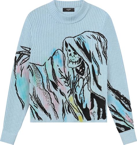 Amiri X Wes Lang Light Blue Reaper Sweater INC STYLE