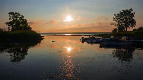 Old Wooden Jetty With Boats Sunrise Stock Image Image Of Rural