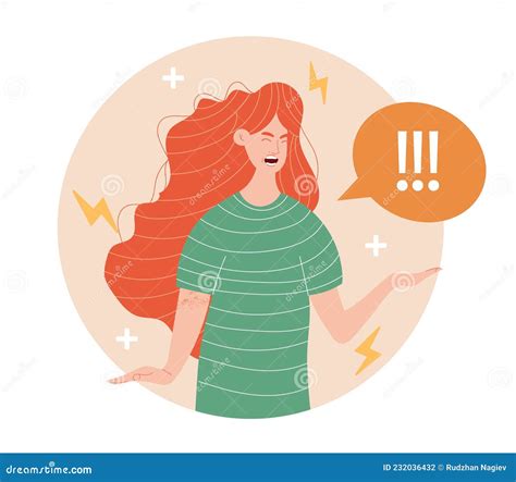 Anger Rage Furious Woman Concept Vector Illustration 205086428