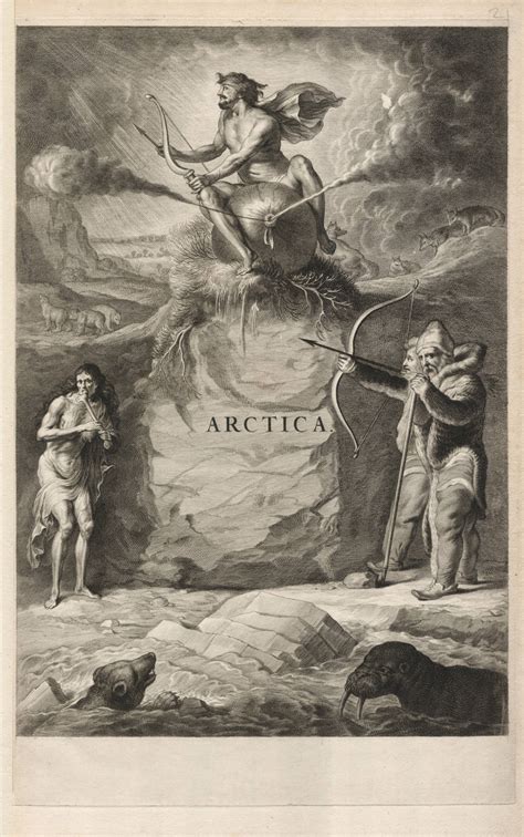 Antique Map Of The Allegory Of Arctica By Joan Blaeu For Sale