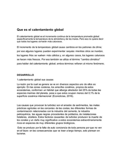 Ensayo El Calentamiento Global Pdf