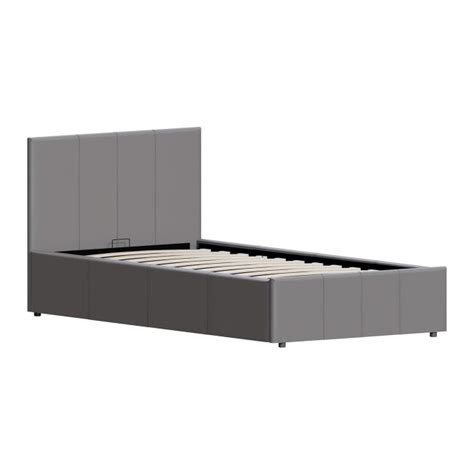 Lisbon Grey Ottoman Faux Leather Bed Modern Ottoman Bed