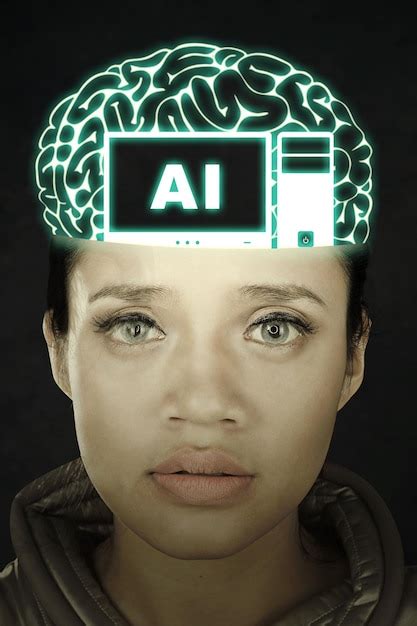 Concepto De Ia Futurista Visual De Imagen Abstracta Con Mujer Y Cerebro Foto Premium