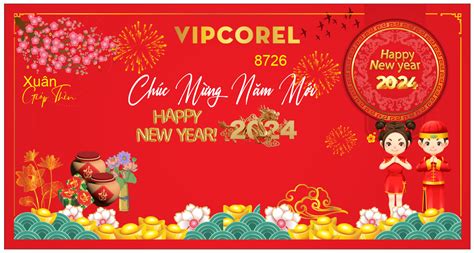 Backdrop chúc mừng năm mới 2024 57 Download file corel thiết kế đồ