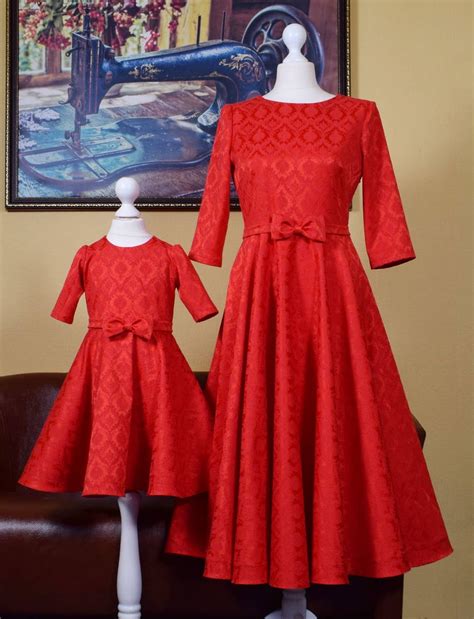 Red Mother Daughter Matching Dress Mommy And Me Outfits Etsy