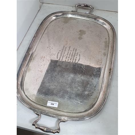 A Large Two Handled Silver Plated Tray Bearing Inscription In A