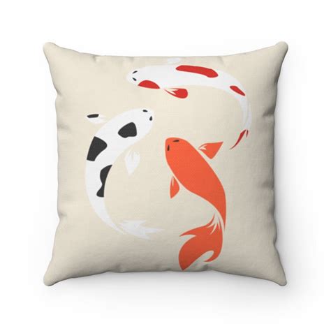 Koi Fish Throw Pillow Retro Chinesejapanese Koi Fish Throw Etsy