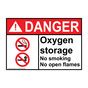 Danger Sign Oxygen Storage No Smoking No Open Flames Sign ANSI