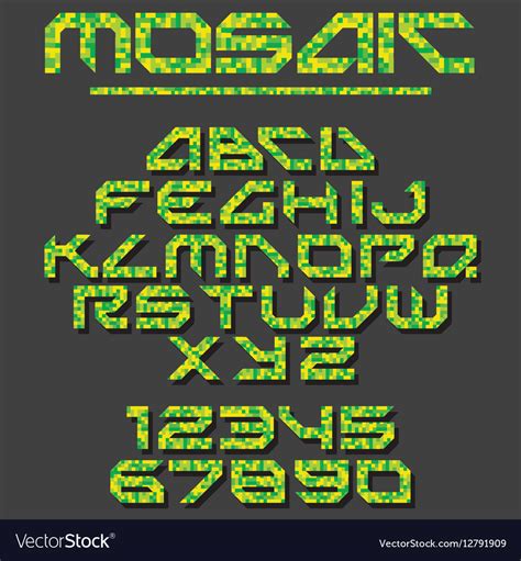 Pixel Mosaic Font Royalty Free Vector Image Vectorstock