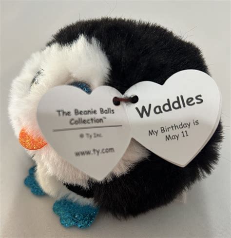 Ty Puffies Beanie Balls Plush Waddles The Penguin Mini Stuffed Toy