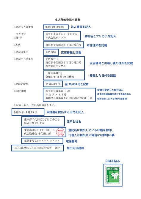 支店の住所変更に伴う登記変更申請方法・記入法｜税務情報と税理士事務所検索