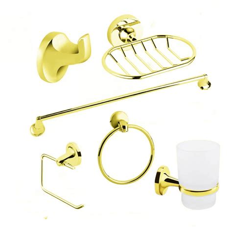 Accesorios Baño Metálico X 6 Piezas Referencia Eclipse Dorado