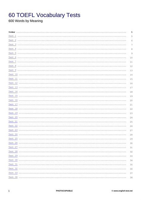 Pdf Toefl Vocabulary Tests Word By Meaningblogenglish 60toeflvocabulary