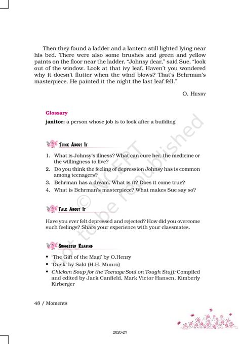 The Last Leaf NCERT Book Of Class 9 English Moments