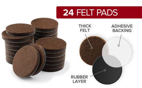 24 Heavy Duty Felt Furniture Pads 1 5 1 4 Thick X Protector Round