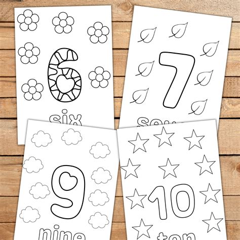 1 10 Numbers Printable Coloring Page Worksheets For Preschool