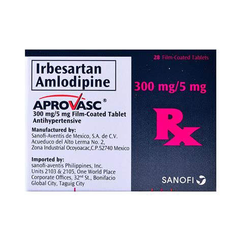 Aprovasc Irbesartan Amlodipine Mg Mg Film Coated Tablet S