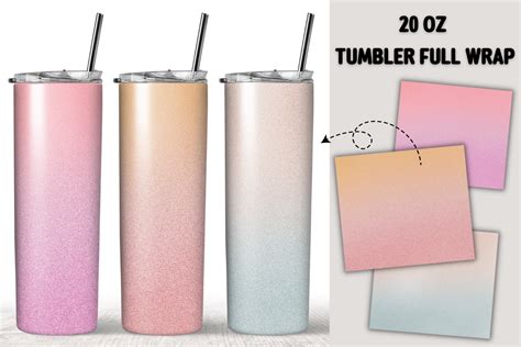 Bundle Pastel Glitter 20oz Tumbler Wrap Graphic By Sasikharn · Creative