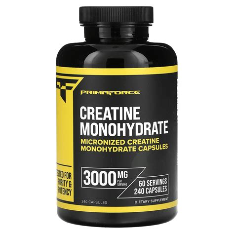 Primaforce Creatine Monohydrate 3000 Mg 240 Capsules 750 Mg Per Capsule