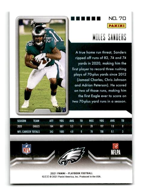 2021 Panini Playbook 70 Miles Sanders For Sale Online EBay