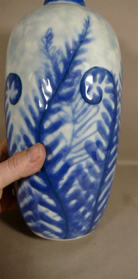 Camille Tharaud Grand Vase Art D Co Foug Res Bleues En Porcelaine D