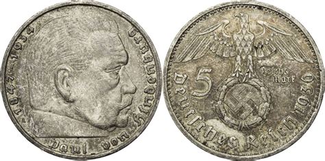 Drittes Reich Reichsmark A Hindenburg Kursm Nze Ss