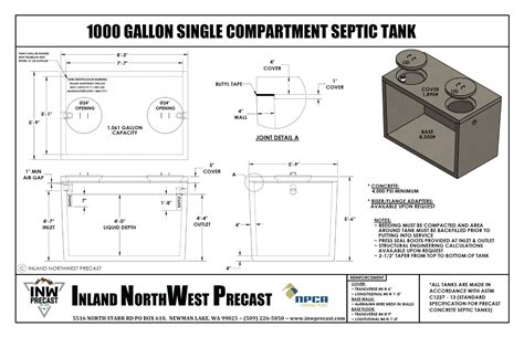 1000 Gallon Concrete Septic Tank Diagram