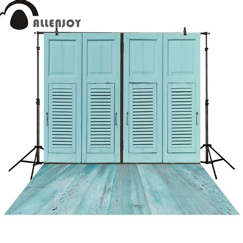 Allenjoy Photography Background Blue Wood Shutter Floor Photocall