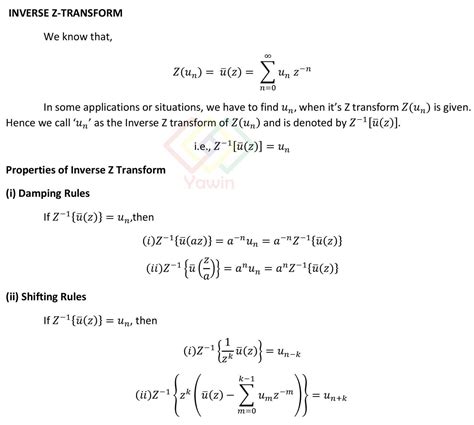 Inverse Z Transforms Yawin