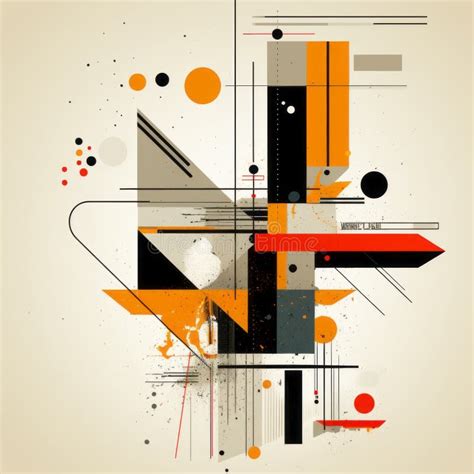 Abstract Design with Orange Black and White Shapes Stock Illustration ...